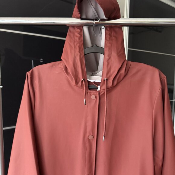 RAINS Raincoat Curve Long Belted Jacket  Maroon - Picture 13 of 14